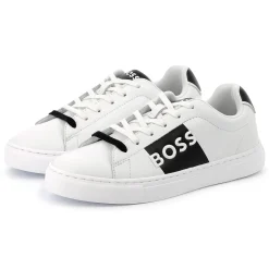 Lace-up leather trainers