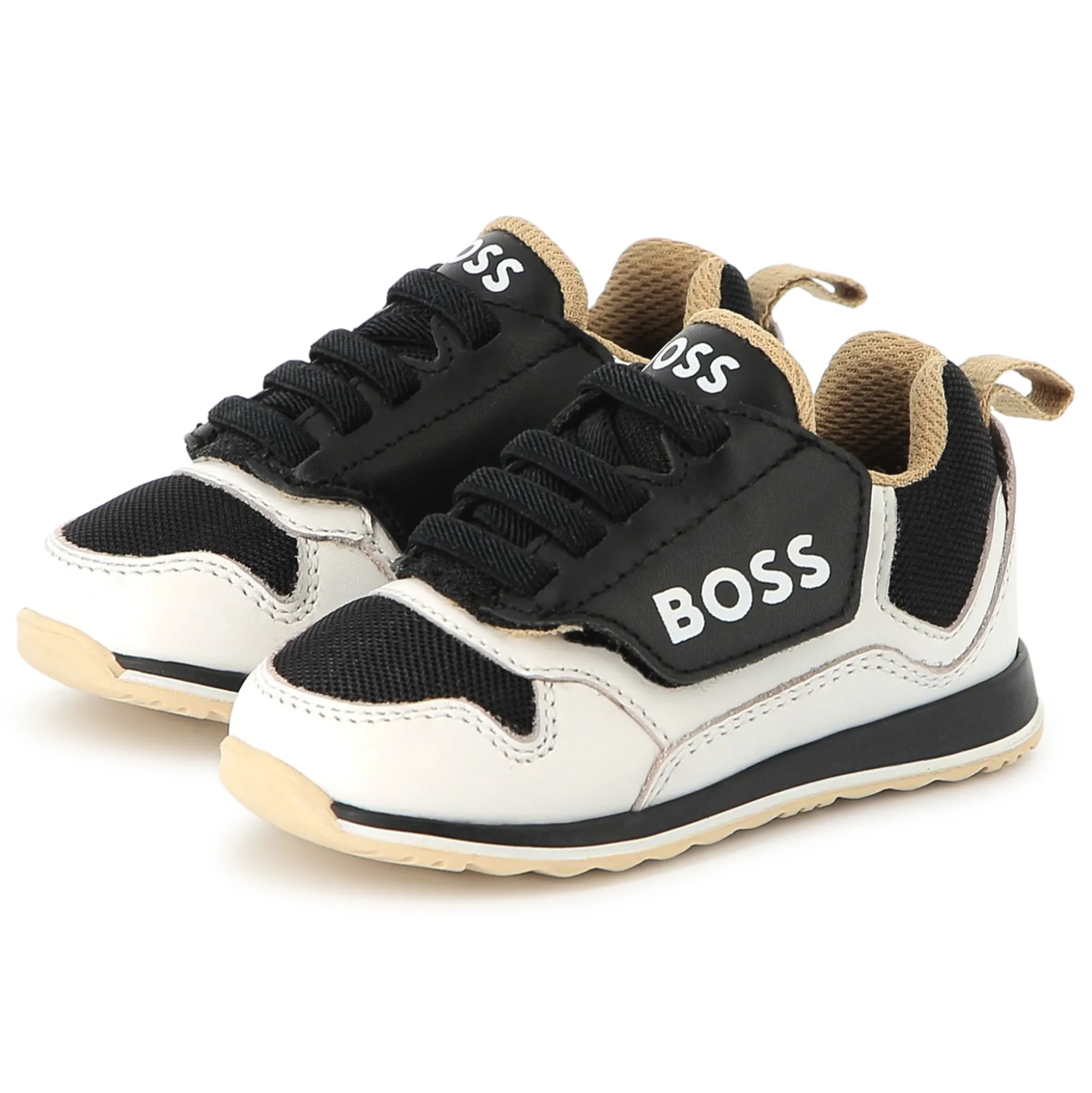 Lace-up leather trainers