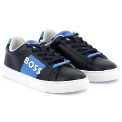 Lace-up leather trainers
