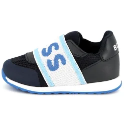 Leather and mesh trainers