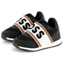 Leather and mesh trainers