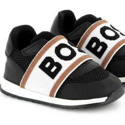 Leather and mesh trainers