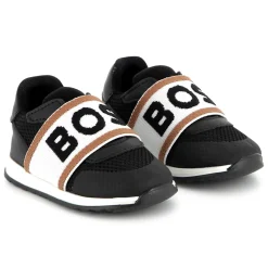 Leather and mesh trainers