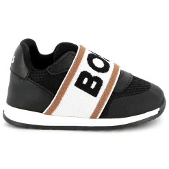 Leather and mesh trainers
