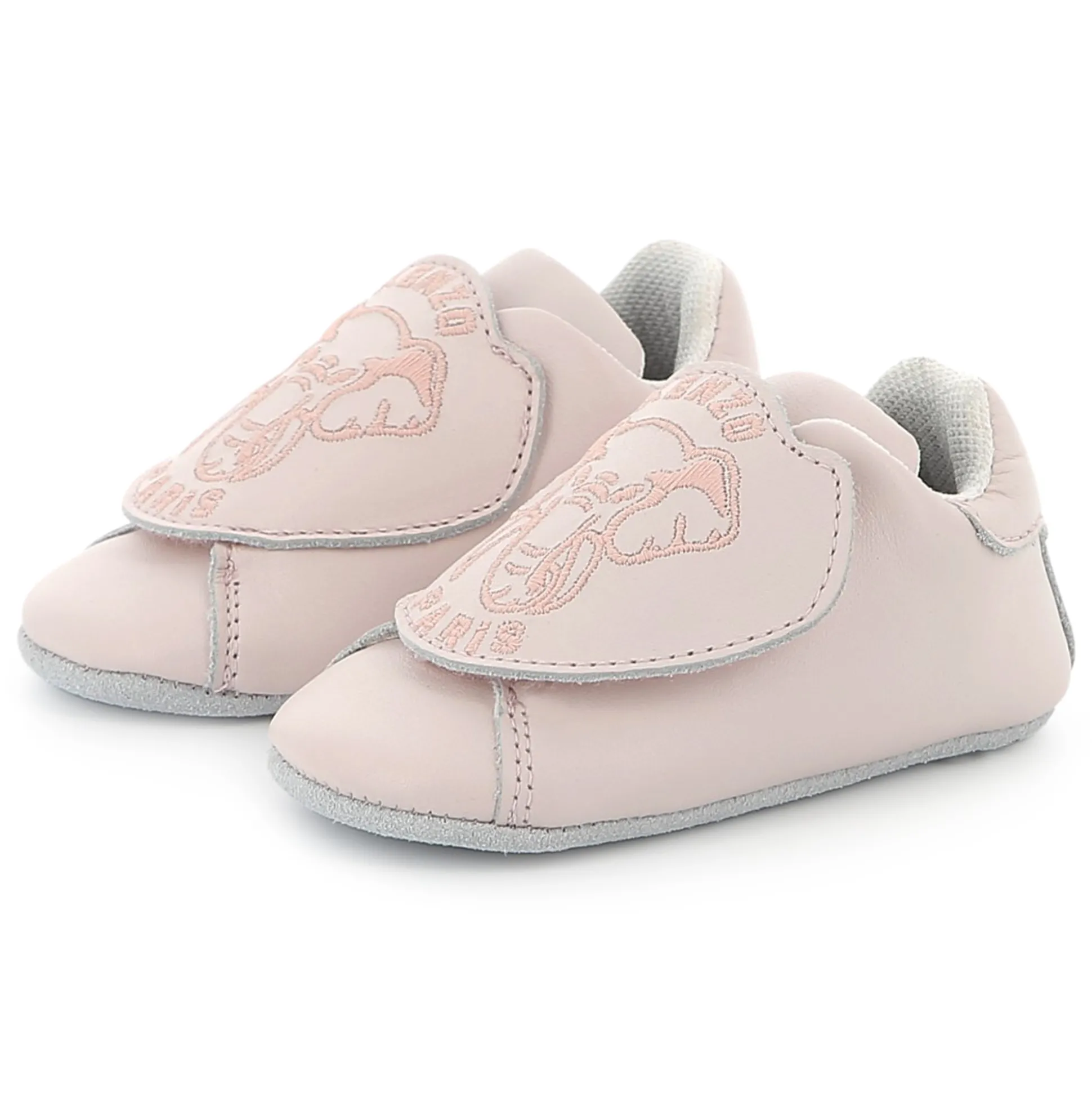 Leather hook-and-loop slippers