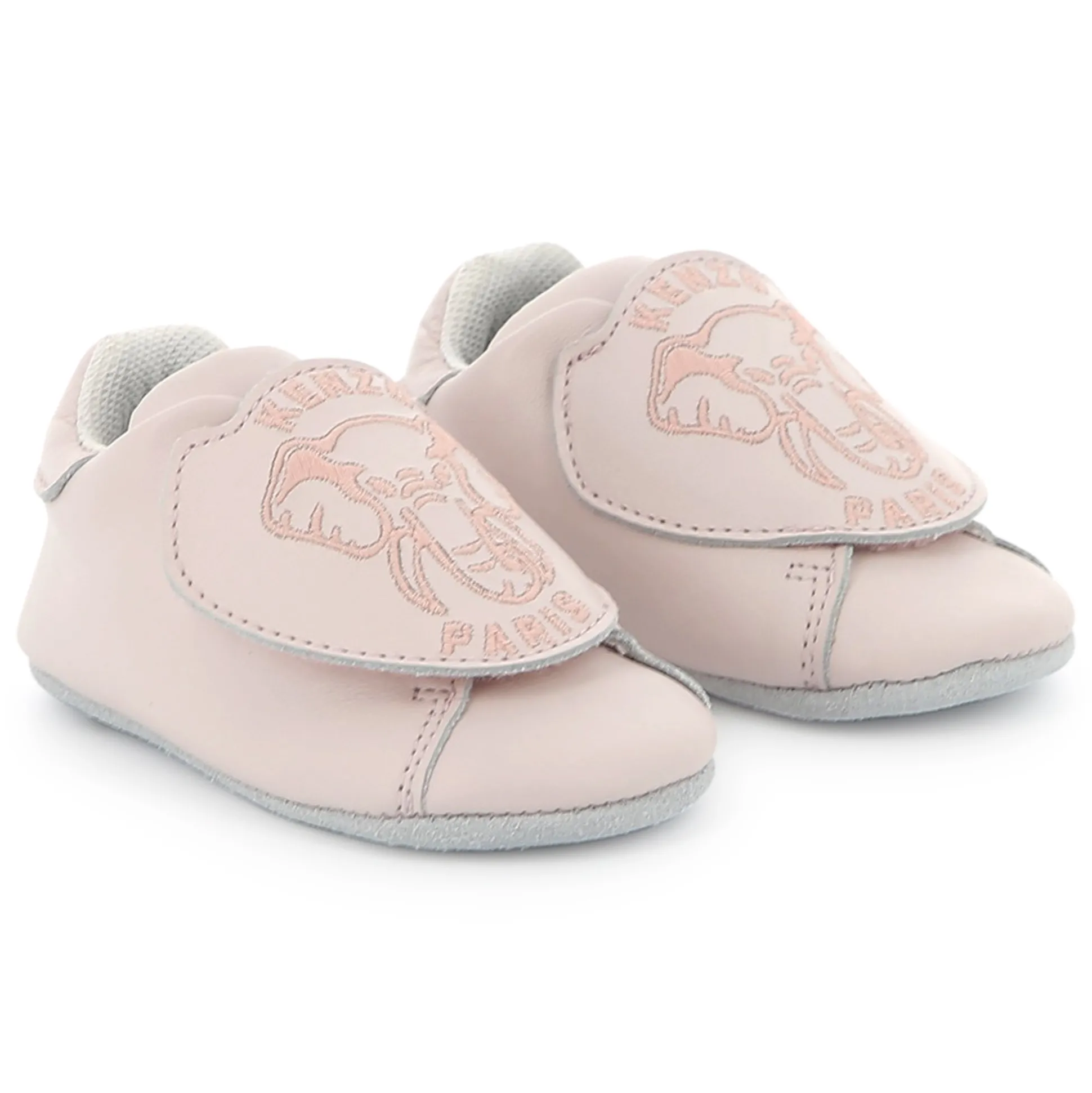 Leather hook-and-loop slippers