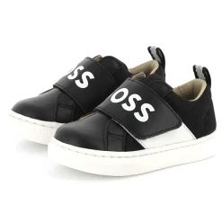 Leather hook-and-loop trainers