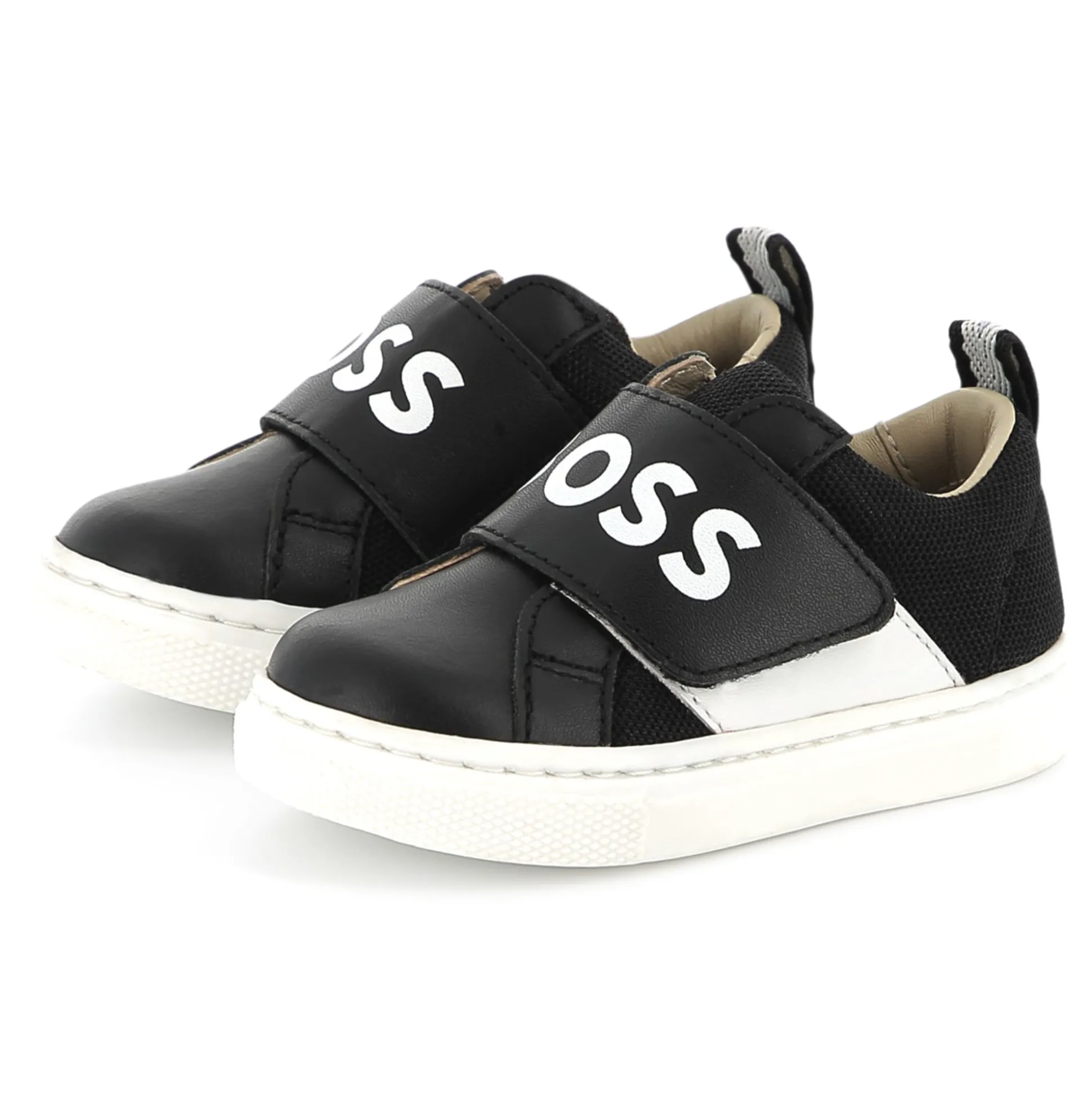Leather hook-and-loop trainers