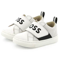 Leather hook-and-loop trainers