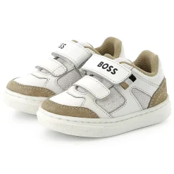 Leather hook-and-loop trainers