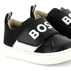 Leather hook-and-loop trainers
