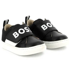 Leather hook-and-loop trainers