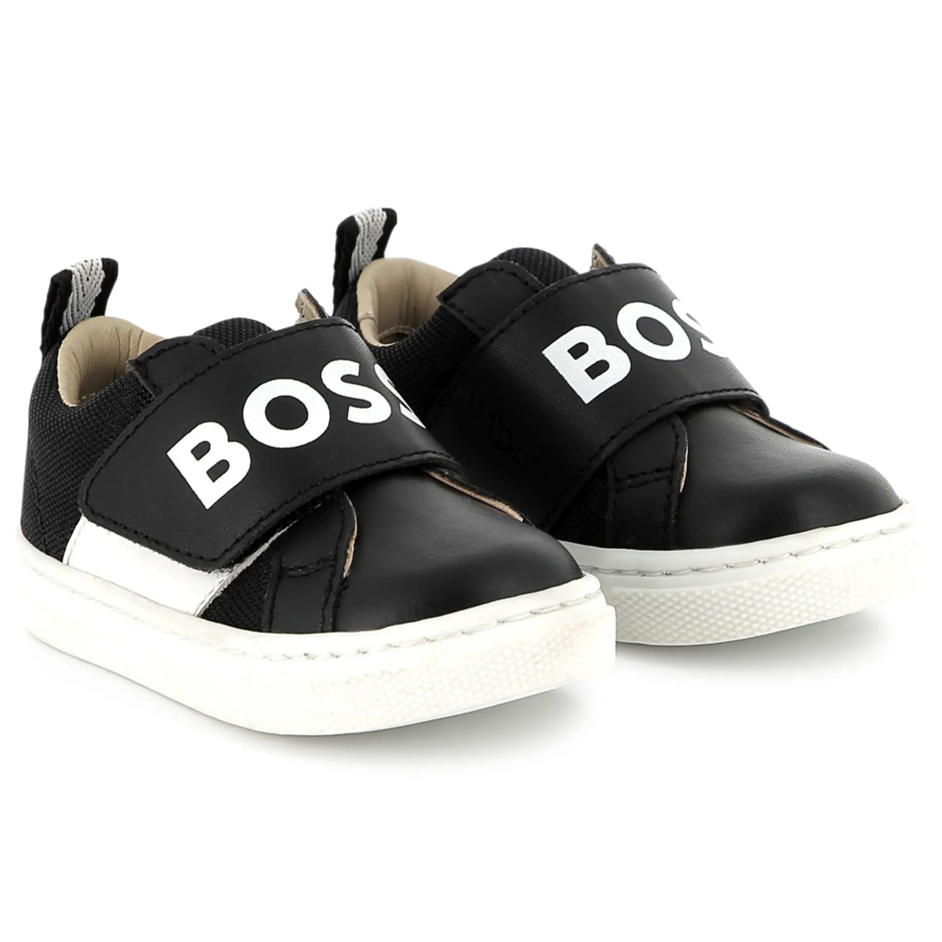 Leather hook-and-loop trainers