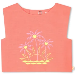 Linen-look embroidered top