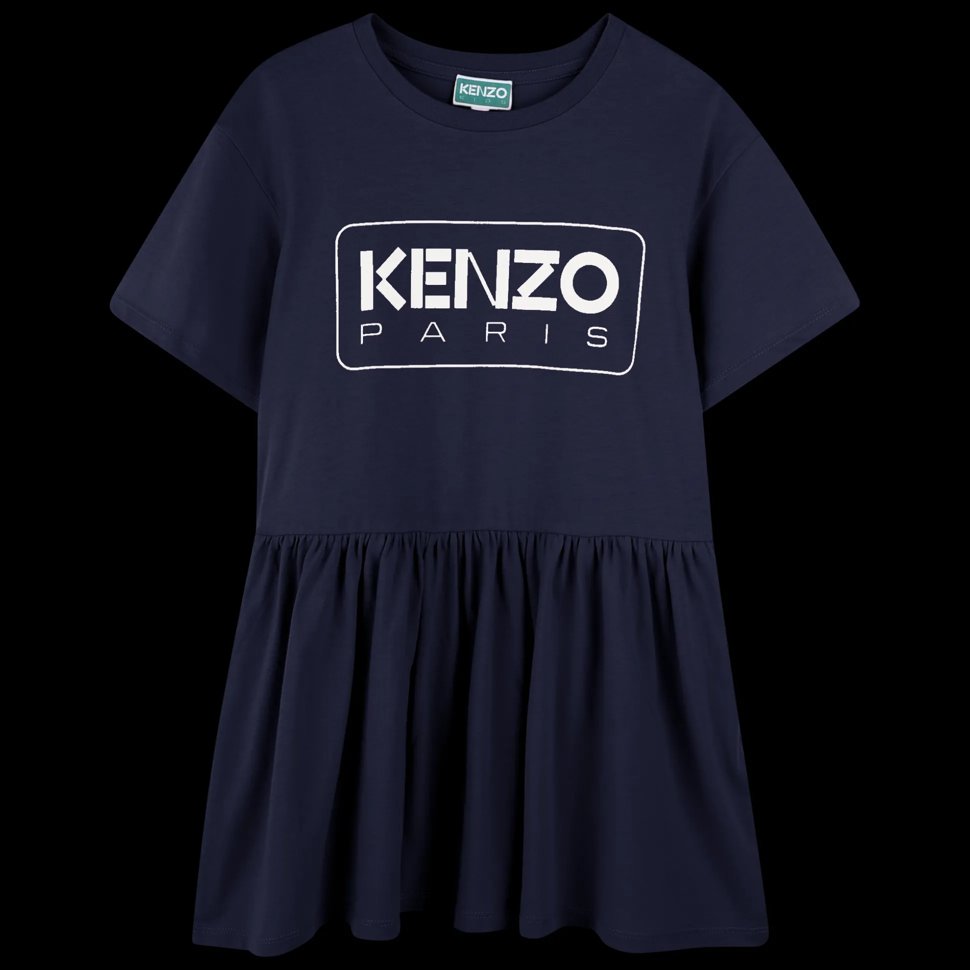 Logo print dress with ruffle