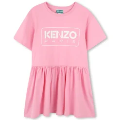 Logo print dress with ruffle