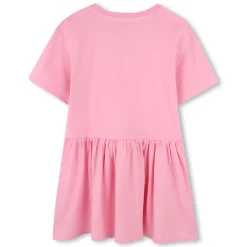 Logo print dress with ruffle