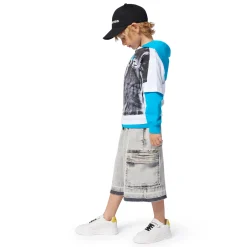 Long denim Bermuda shorts