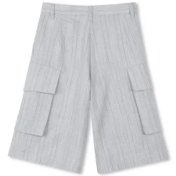 Long shorts with woven stripes