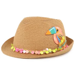 Moulded hat with bird