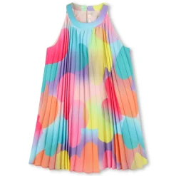 Pleated printed dress