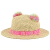 Pompom straw hat