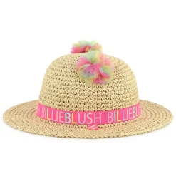 Pompom straw hat