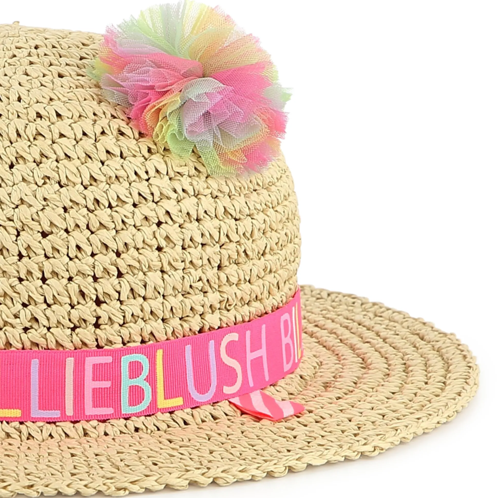 Pompom straw hat