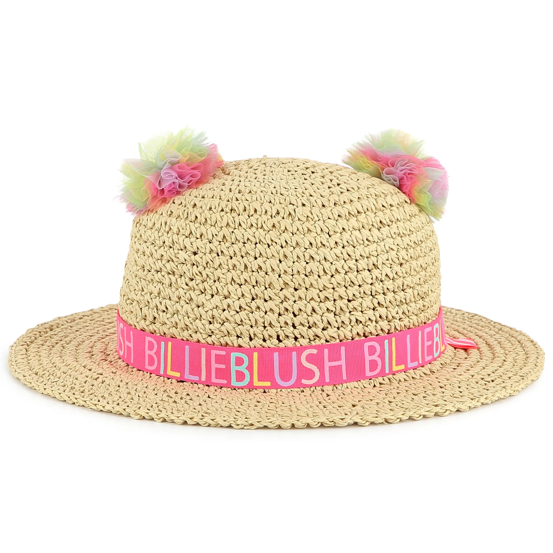Pompom straw hat