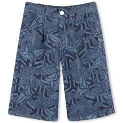 Printed denim Bermuda shorts