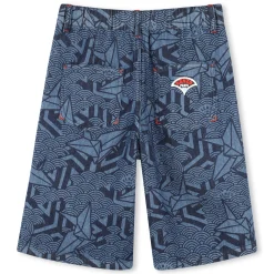 Printed denim Bermuda shorts