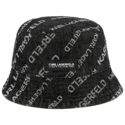 Printed denim bucket hat