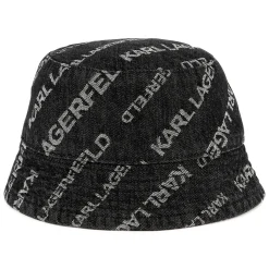 Printed denim bucket hat