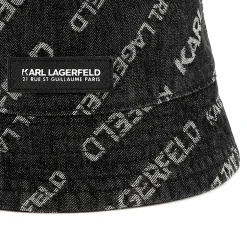 Printed denim bucket hat