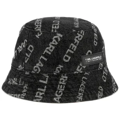 Printed denim bucket hat