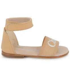 Printed leather sandals