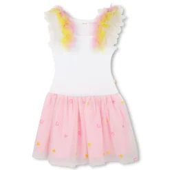 Strappy dual-fabric dress