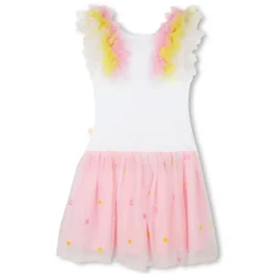 Strappy dual-fabric dress