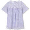 Striped dress with embroidery