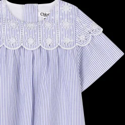 Striped dress with embroidery