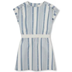 Striped linen and cotton dress