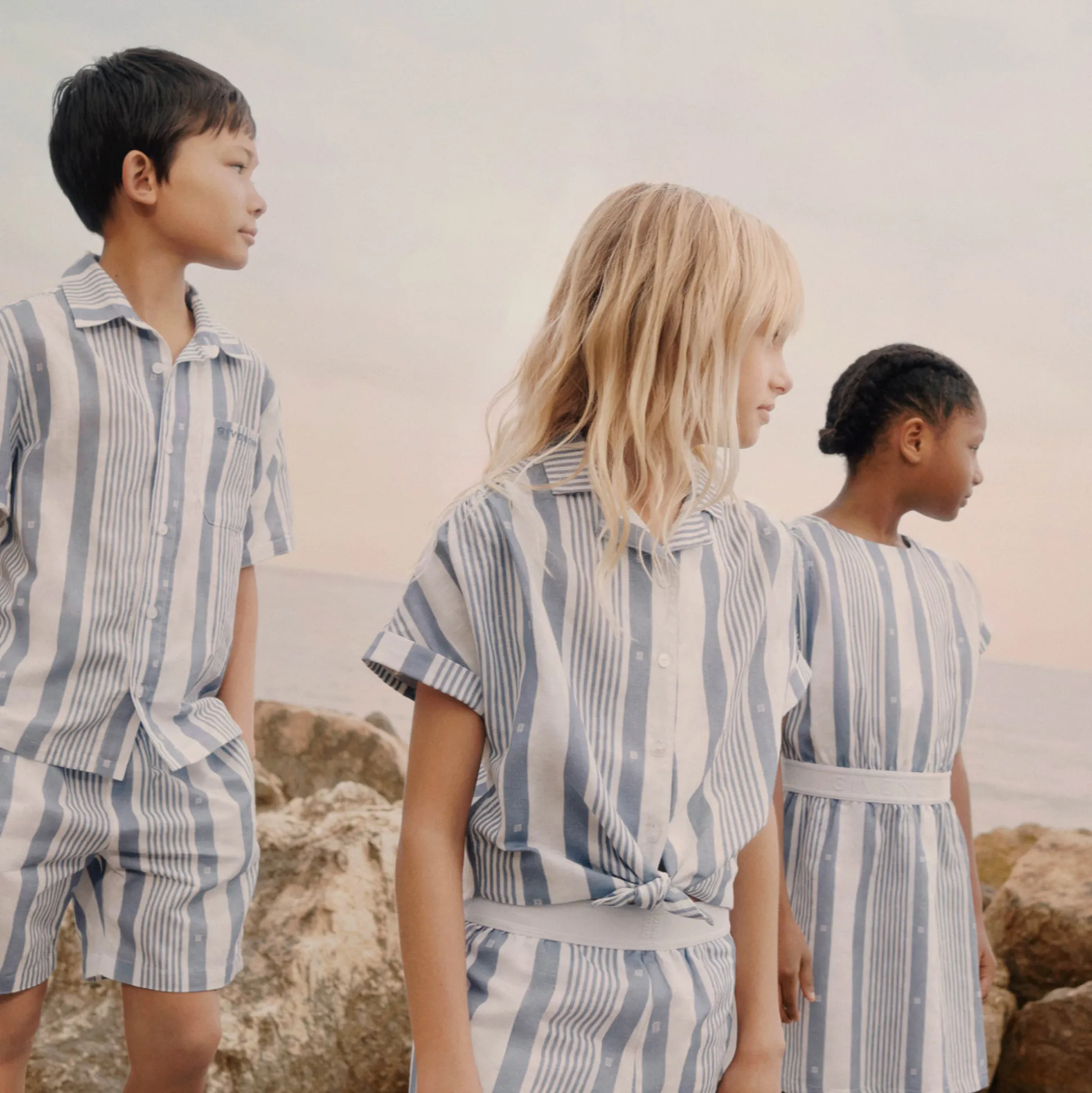 Striped linen and cotton dress
