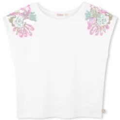 T-shirt with shoulder sequins