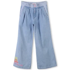 Wide embroidered cotton jeans