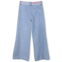 Wide embroidered cotton jeans