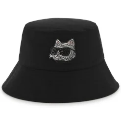 Wide-brimmed cotton bucket hat