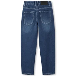 Wide-leg 5-pocket cotton jeans