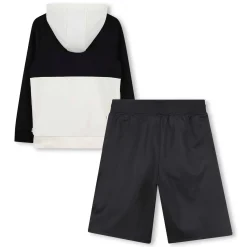 Zip-up cardigan and shorts set