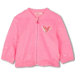Zip-up terry cloth cardigan